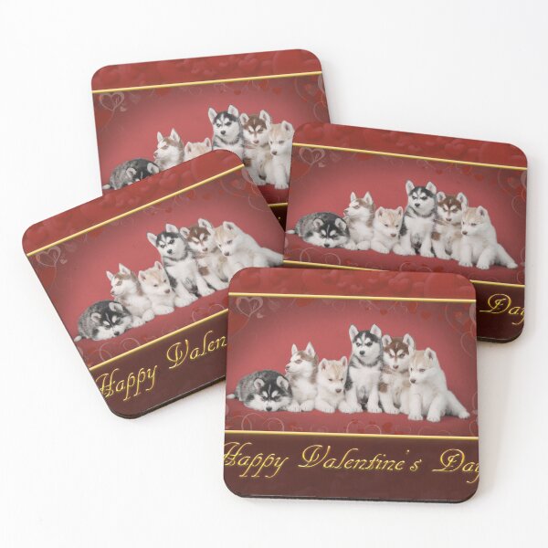 Item preview, Husky puppies Valentines day greeting card designed and sold by PetsArt.