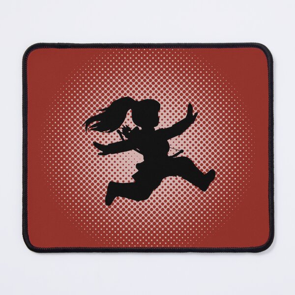 Item preview, Female Gnome or Dwarf Archer Jumping, Black Silhouette, Halftone Background designed and sold by markeralchemy.