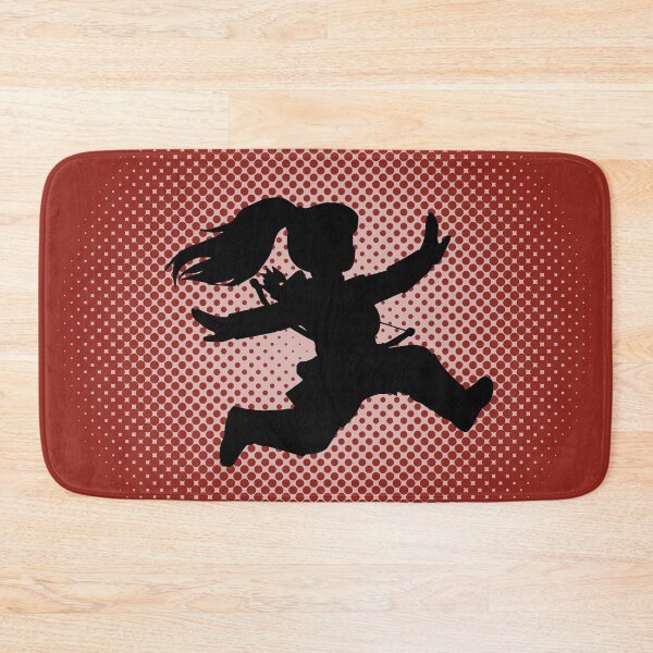 Item preview, Female Gnome or Dwarf Archer Jumping, Black Silhouette, Halftone Background designed and sold by markeralchemy.