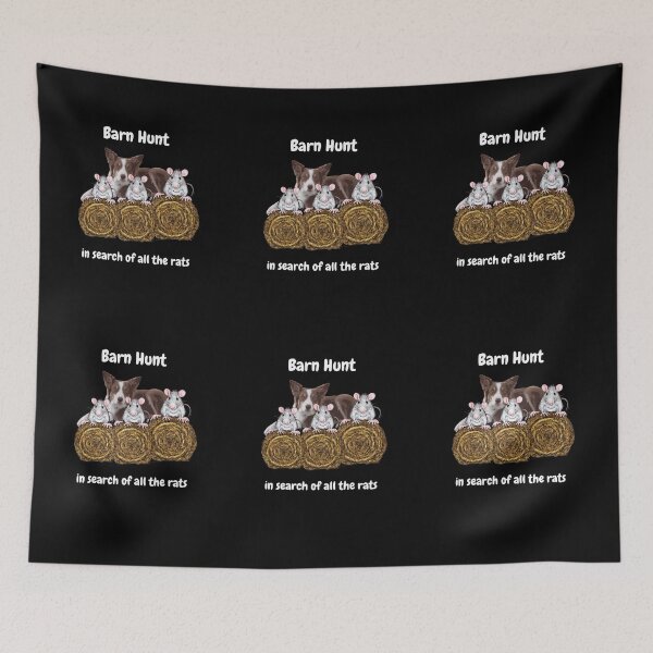 Item preview, Funny Barn Hunt - in search of all the rats with a red and white Border Collie Dog designed and sold by Just4doglovers.