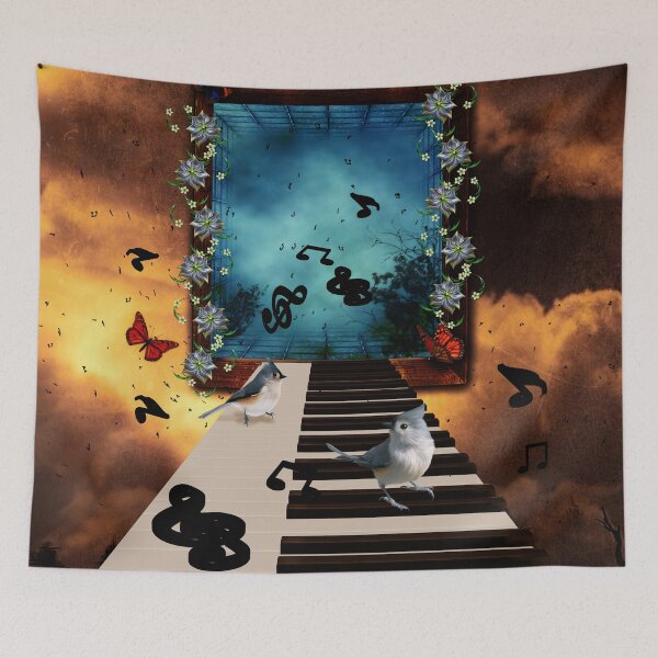 Item preview, Music, piano with birds and butterflies designed and sold by nicky2342.