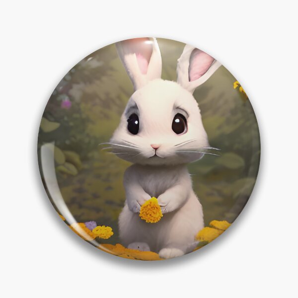 Artikelvorschau, Niedlicher weißer Hase in Ringelblumen entworfen und verkauft von Aww_To_Z Animals.