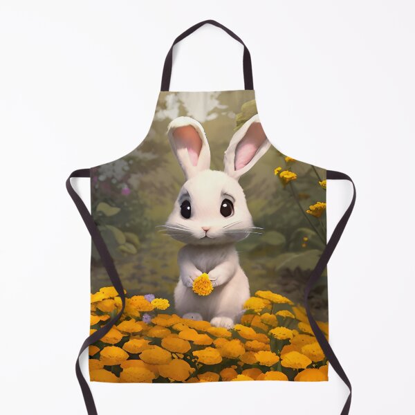 Artikelvorschau, Niedlicher weißer Hase in Ringelblumen entworfen und verkauft von Aww_To_Z Animals.