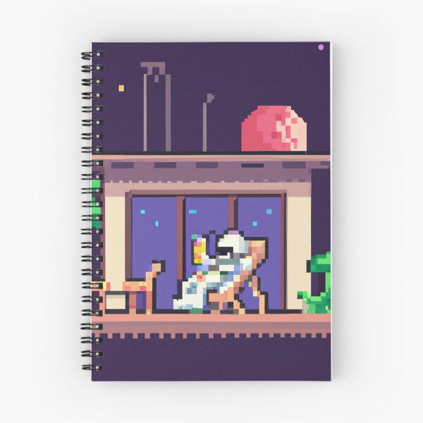 Item preview, an astronaut lounging in a tropical resort in space, pixel art designed and sold by peterdawood.
