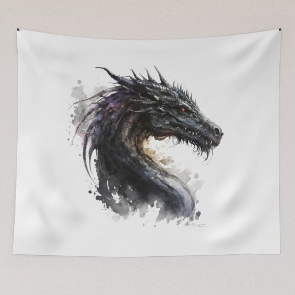 Artikelvorschau, Schwarzer Drache-Aquarell entworfen und verkauft von RandomReviews.