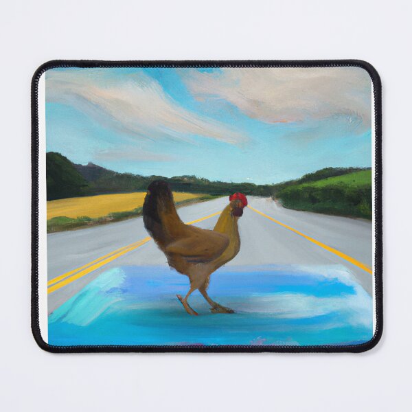Item preview, digital art - A chicken trying to cross the road, but instead finding its way onto a canvas designed and sold by peterdawood.