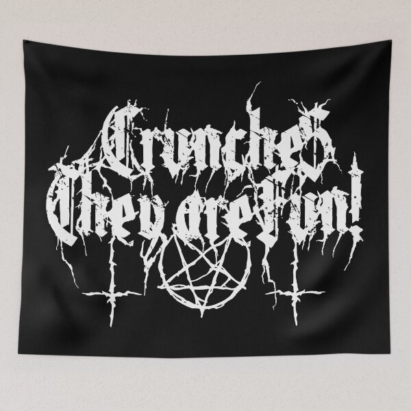 Item preview, Crunches - They are Fun! Black metal fitness humor designed and sold by RAWWR.