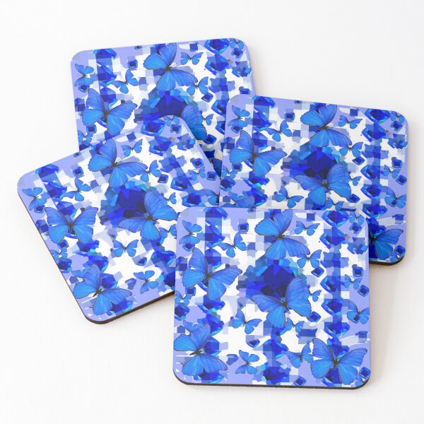 Item preview, ABSTRACT BLUE BUTTERFLY PATTERNS WHITE-BLUE ART designed and sold by sharlesart.