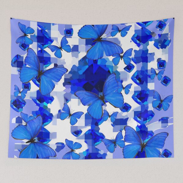 Item preview, ABSTRACT BLUE BUTTERFLY PATTERNS WHITE-BLUE ART designed and sold by sharlesart.