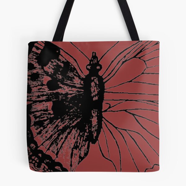 Artikelvorschau, Abstrakter roter und schwarzer Schmetterling Umrisszeichnung Vintage Skizze deutsche Illustration asymmetrisch entworfen und verkauft von kattakitty.