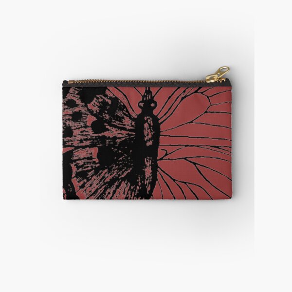 Artikelvorschau, Abstrakter roter und schwarzer Schmetterling Umrisszeichnung Vintage Skizze deutsche Illustration asymmetrisch entworfen und verkauft von kattakitty.