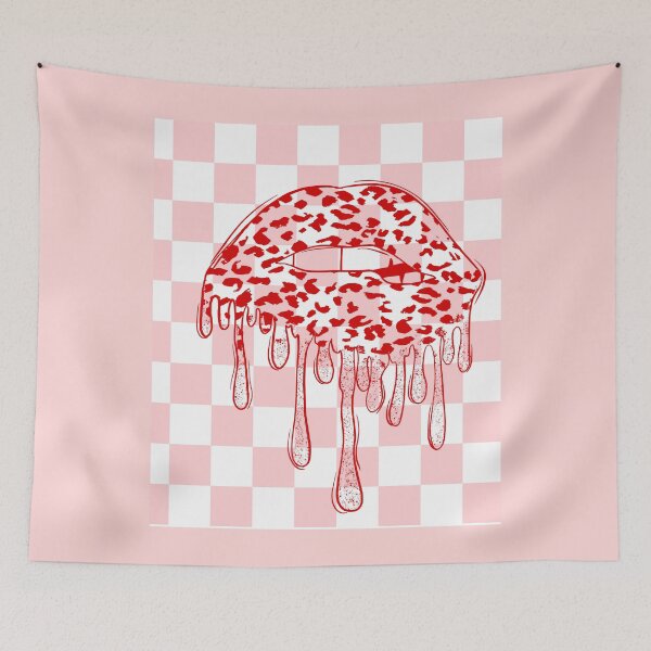 Item preview, Checkerboard leopard print lips pink. designed and sold by murielsfaith.