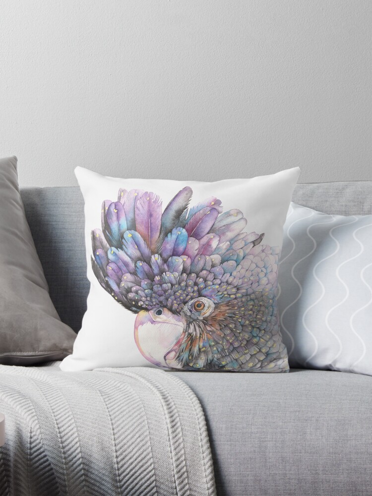 Thumbnail 1 of 4, Pillow, Black Cockatoo designed and sold by Louisedemasi.