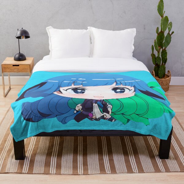 Item preview, Girl with blue and green hair smiling and happy in a kawaii style art designed and sold by AleKawaiiDesign.