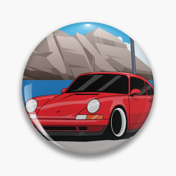 Item preview, Porsche Red 964 Illustration Beach Road Poster designed and sold by blackdogshop.