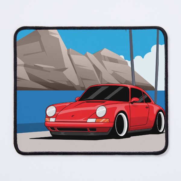 Item preview, Porsche Red 964 Illustration Beach Road Poster designed and sold by blackdogshop.