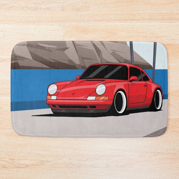 Item preview, Porsche Red 964 Illustration Beach Road Poster designed and sold by blackdogshop.