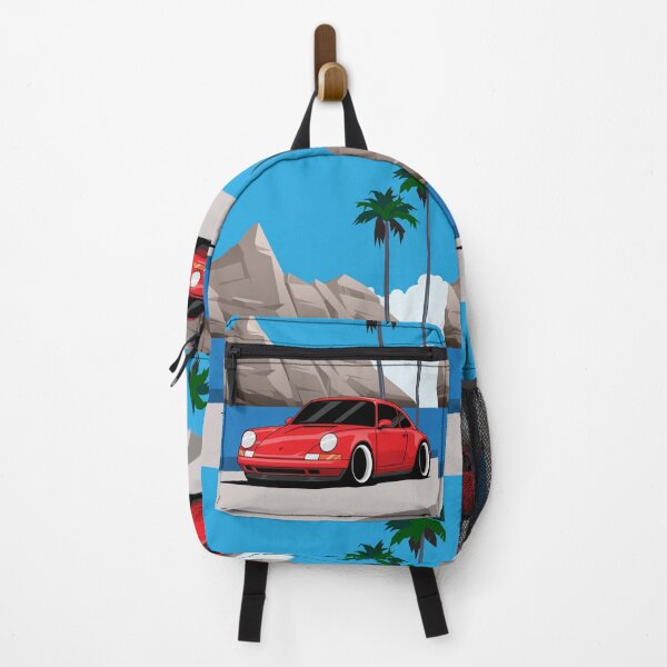 Item preview, Porsche Red 964 Illustration Beach Road Poster designed and sold by blackdogshop.