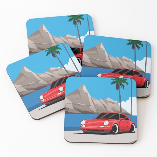 Item preview, Porsche Red 964 Ilustración Beach Road Póster designed and sold by blackdogshop.
