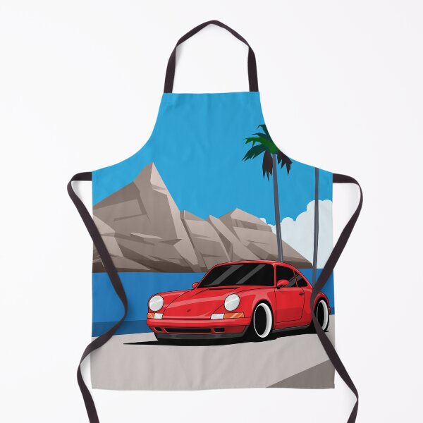 Item preview, Porsche Red 964 Illustration Beach Road Poster designed and sold by blackdogshop.