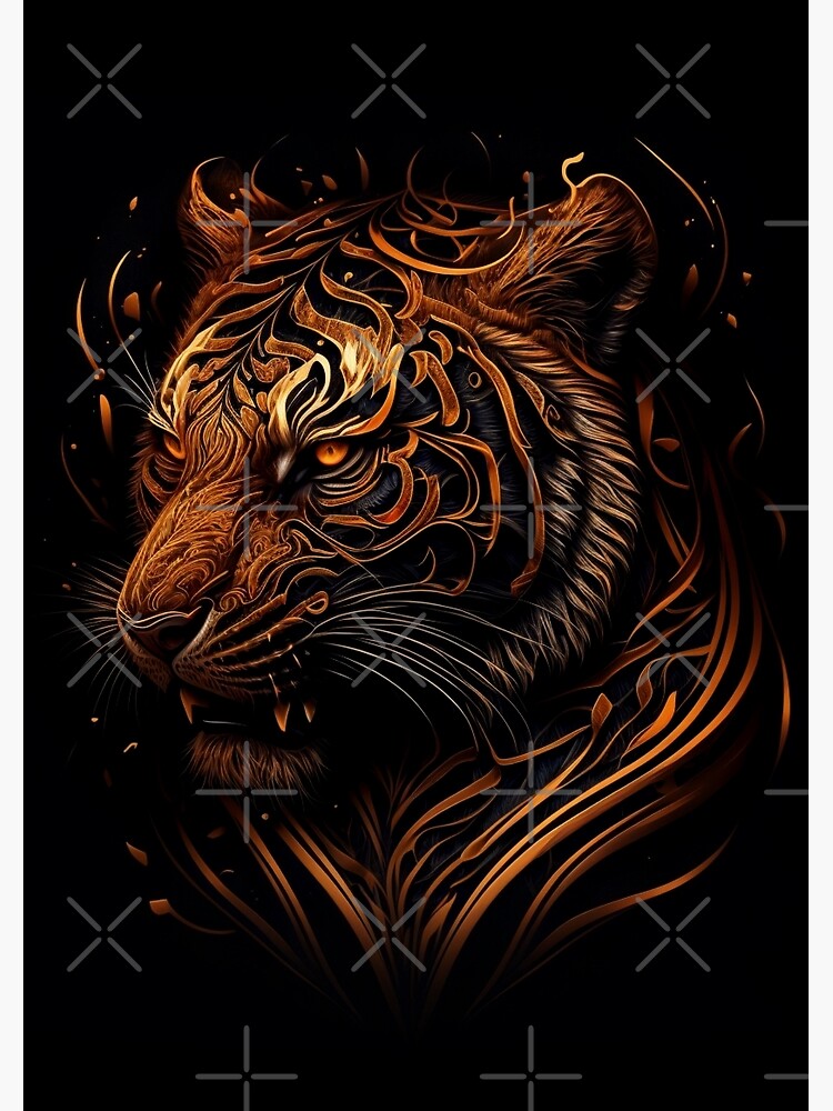 Royal Bengal Tiger 3d art with white background