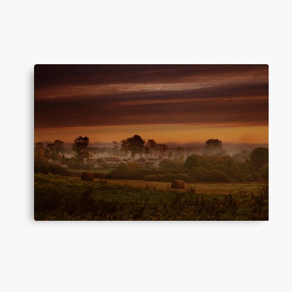 Fog in village Canvas Print