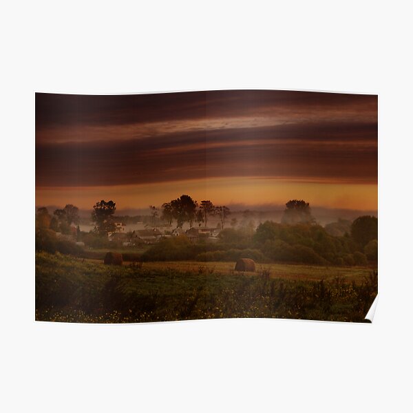 Fog in village Poster