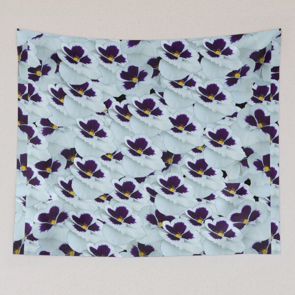 Item preview, "Delicate Harmony: White and Purple Clusters of Pansies" designed and sold by A-Work-Of-Art.