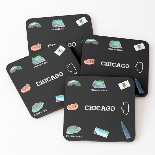 Item preview, Chicago Illinois Sock Pattern - Pizza - Stadium - Field - license - flag - sears tower - cloud gate  designed and sold by Dude  Stuff.
