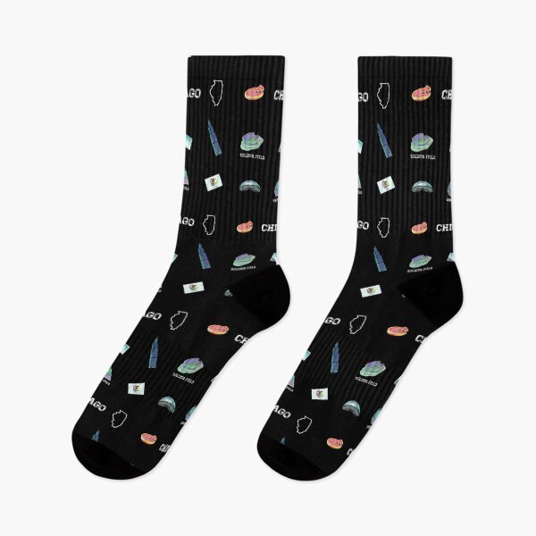 Item preview, Chicago Illinois Sock Pattern - Pizza - Stadium - Field - license - flag - sears tower - cloud gate  designed and sold by Dude  Stuff.