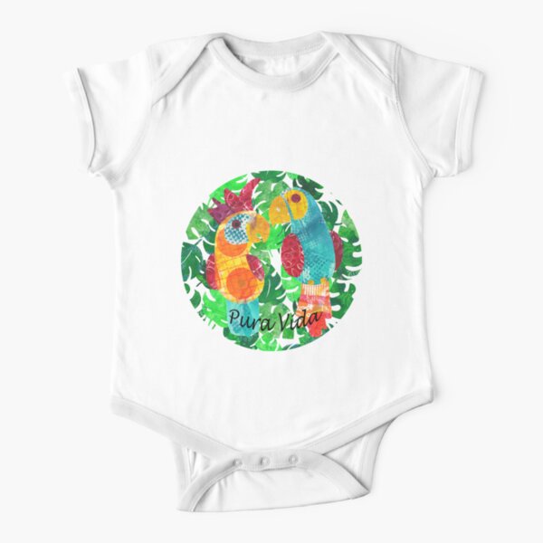 Pura vida - colorful parrot and cockatoo Short Sleeve Baby One-Piece