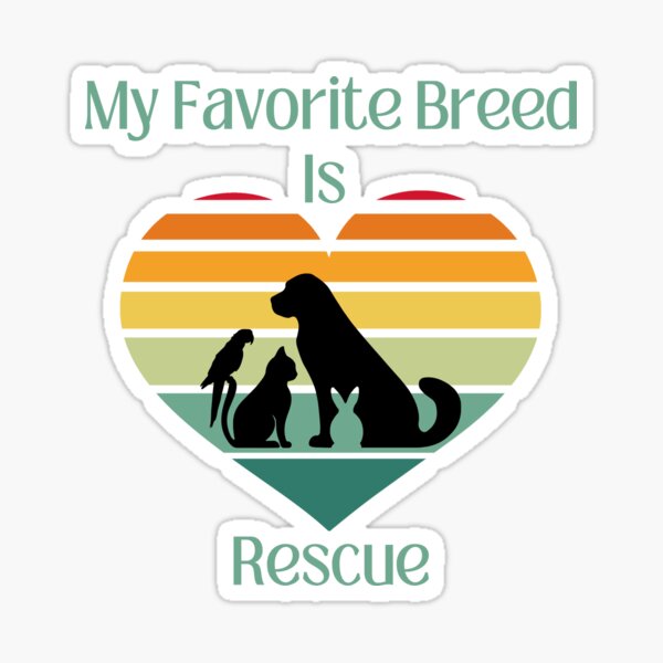 My Favorite Breed Is Rescue, Retro Sunrise Design, Animal Love Sticker