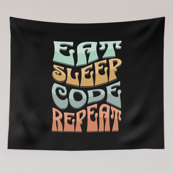 Item preview, Eat Sleep Code Repeat - Retro - Astonished Cat Company designed and sold by AstonishedCatCo.