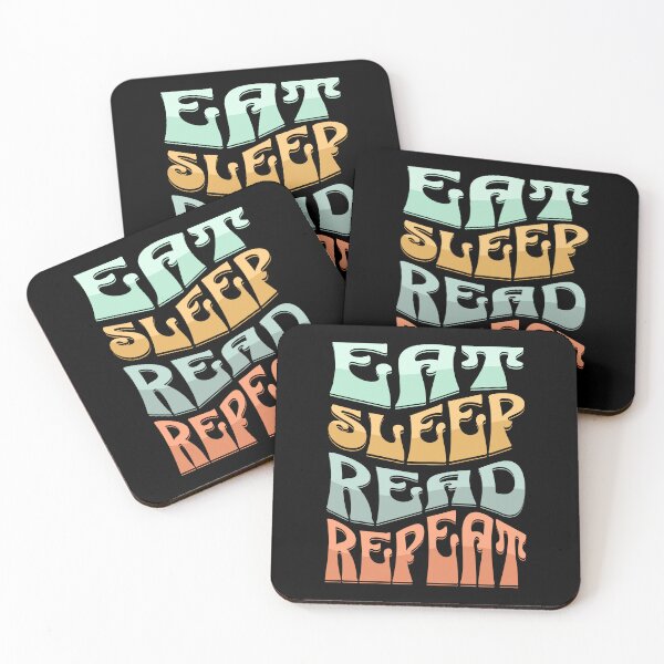 Item preview, Eat Sleep Read Repeat - Retro - Astonished Cat Company designed and sold by AstonishedCatCo.