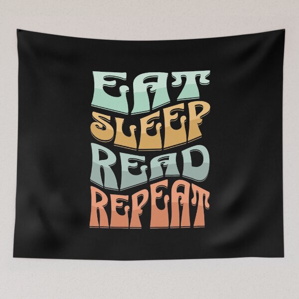 Item preview, Eat Sleep Read Repeat - Retro - Astonished Cat Company designed and sold by AstonishedCatCo.