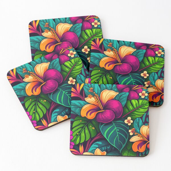 Item preview, Colourful bold tropical flower pattern  designed and sold by Christolamber.
