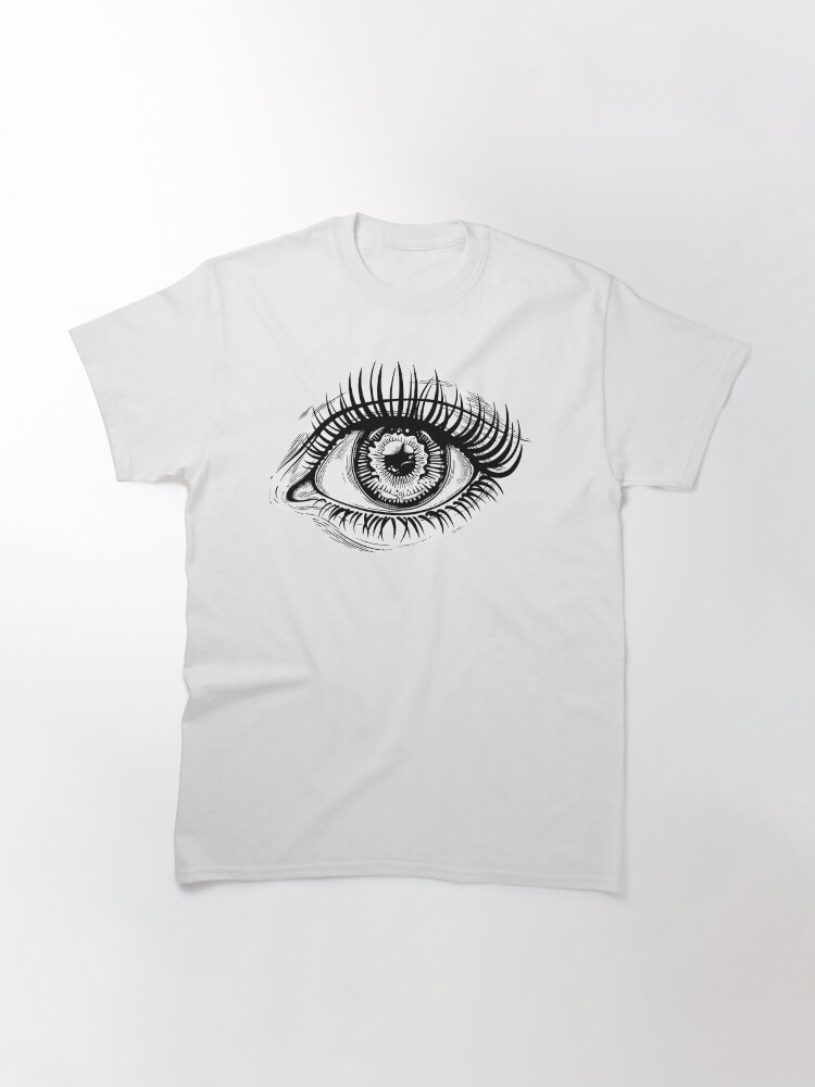 Alternate view of Beautiful realistic eye with highly detailed pupil, iris and long dramatic eyelashes. Classic T-Shirt