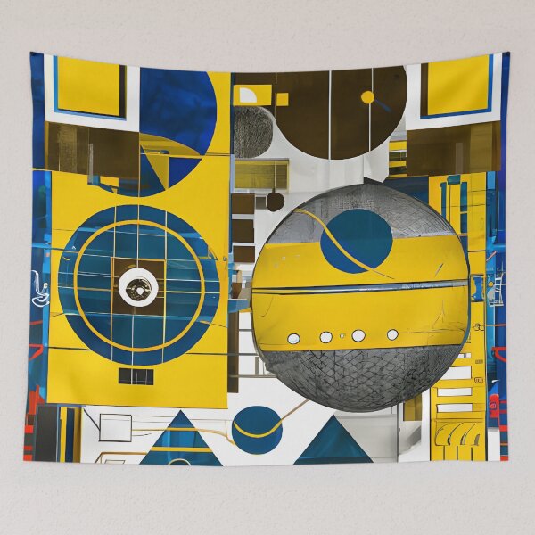 Item preview, Abstract Sci-Fi collage Blue/Yellow designed and sold by FemmeDeTale.