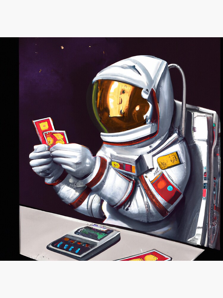 astronaut playing cards Sticker