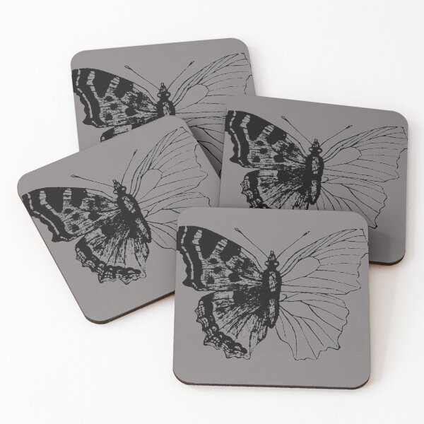 Item preview, Abstract Black and Gray Butterfly Outline Drawing Vintage Sketch German Illustration Asymmetrical designed and sold by kattakitty.