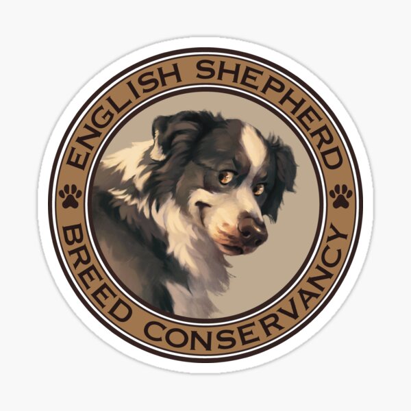 English Shepherd Breed Conservancy Tan Circle- Black and White Sticker