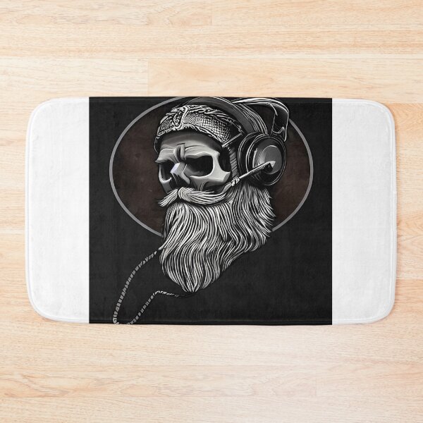 Item preview, Viking Vintage Skull Beard with Headphones designed and sold by ArtForYouMyMan.