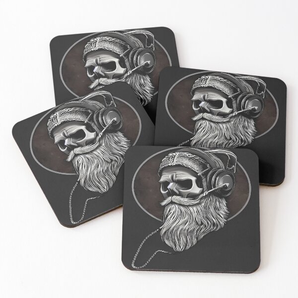 Item preview, Viking Vintage Skull Beard with Headphones designed and sold by ArtForYouMyMan.