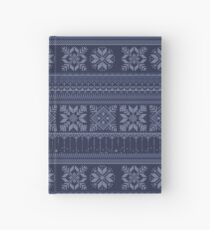 Knitted blue christmas pattern Hardcover Journal