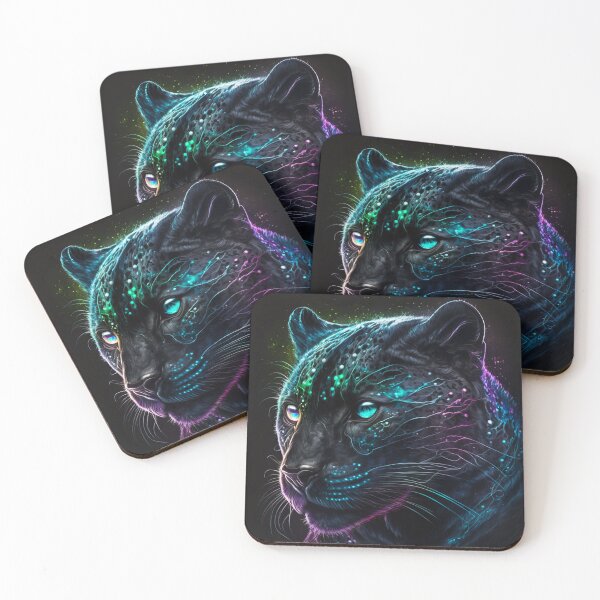 Item preview, Black Panther - Jaguar - in with neon colors. designed and sold by AdamesArtStudio.
