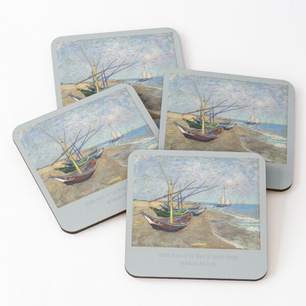 Item preview, Fishing Boats on the Beach at Saint-Marie by Vincent van Gogh designed and sold by VintageArtByIda.