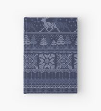 Knitted blue christmas pattern Hardcover Journal
