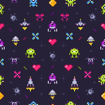 Artwork thumbnail, Retro Gamer Invaders Pattern by MamaNeeaDesigns