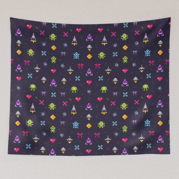 Item preview, Retro Gamer Invaders Pattern designed and sold by MamaNeeaDesigns.