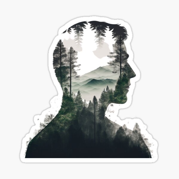 Two Men in Forest Stickers